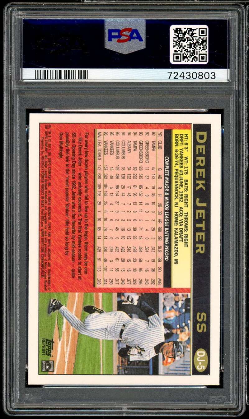 Derek Jeter Card 2017 Topps Archives Derek Jeter Retrospective 1997 #5 PSA 10 Image 2