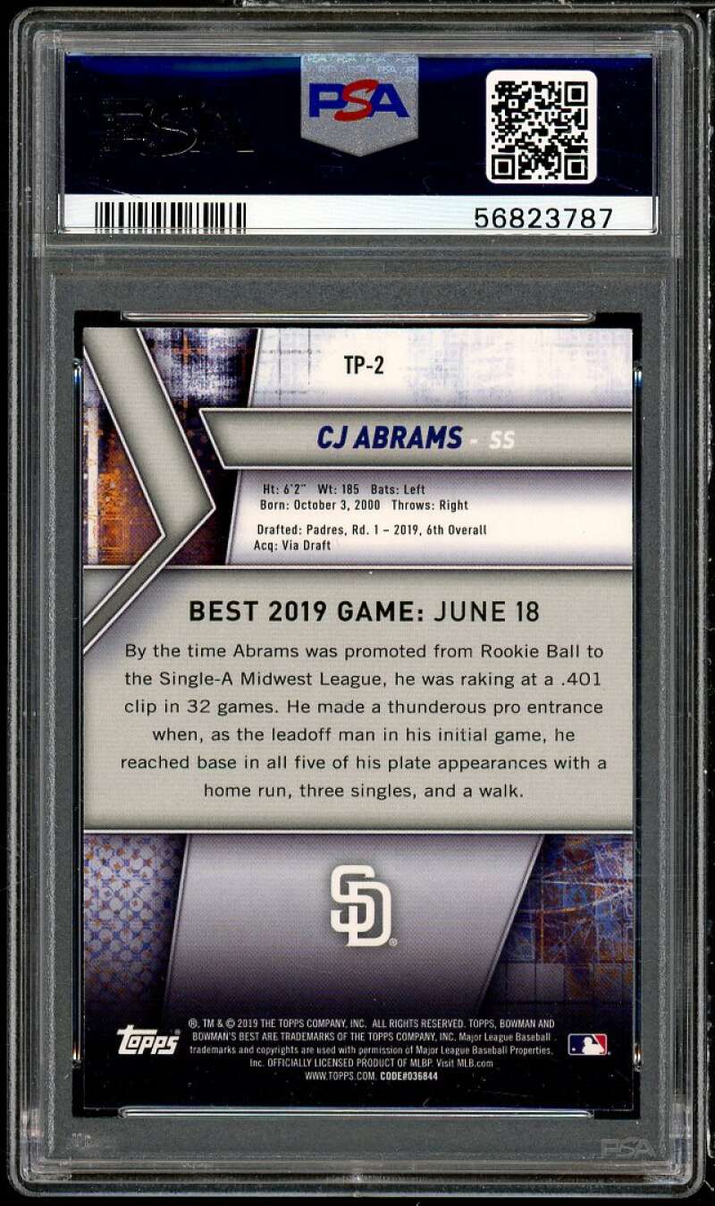 CJ Abrams Rookie Card 2019 Bowman's Best Top Prospects #TP-2 PSA 9 Image 2