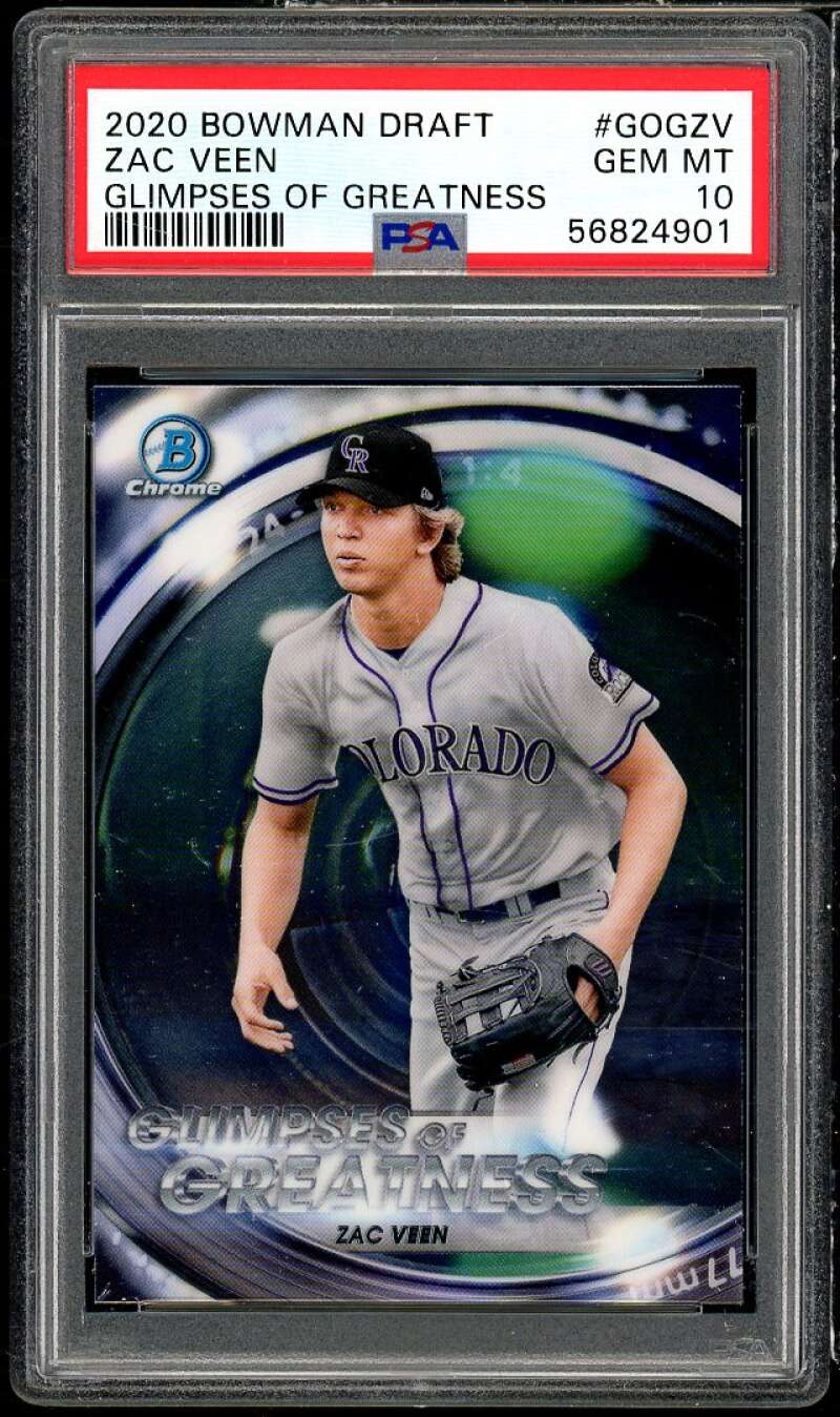 Zac Veen Rookie Card 2020 Bowman Draft Glimpses Of Greatness #GOGZV PSA 10 Image 1