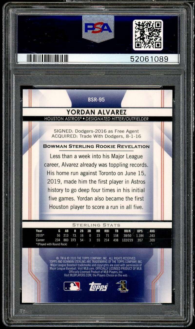Yordan Alvarez Rookie Card 2020 Bowman Sterling #BSR-95 PSA 10 Image 2
