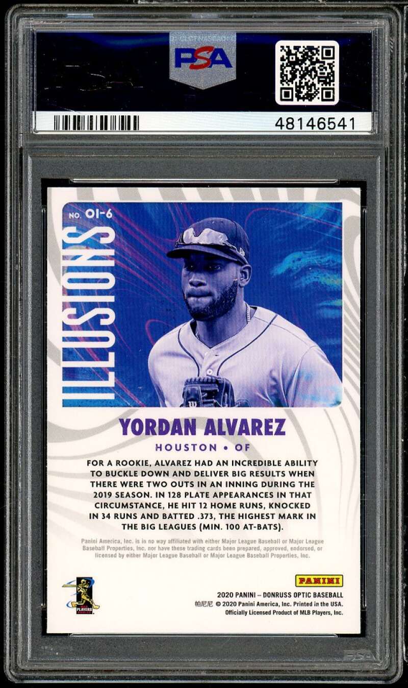 Yordan Alvarez Rookie Card 2020 Donruss Optic Illusions #O16 PSA 10 Image 2