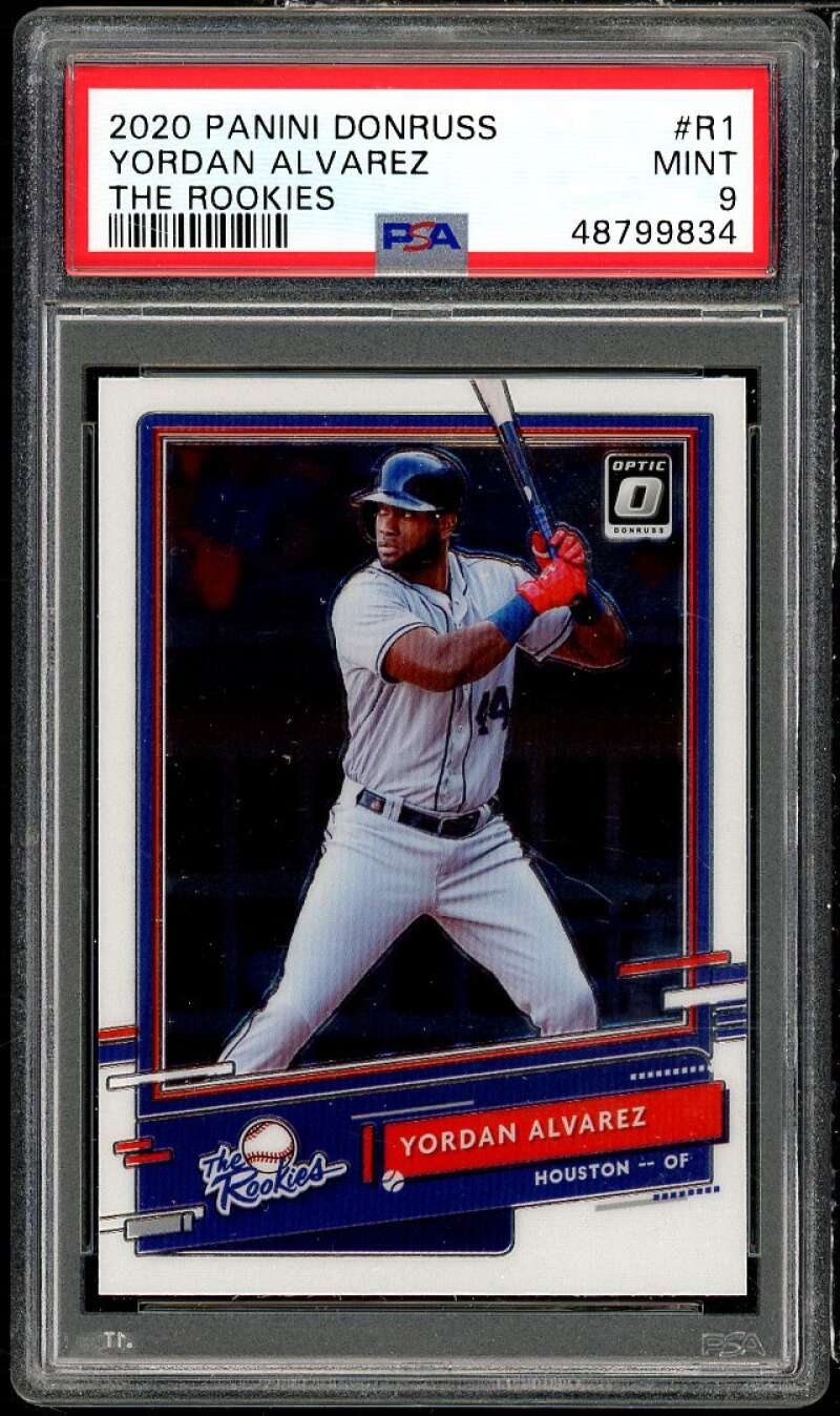 Yordan Alvarez Rookie Card 2020 Panini Donruss The Rookies #R-1 PSA 9 Image 1