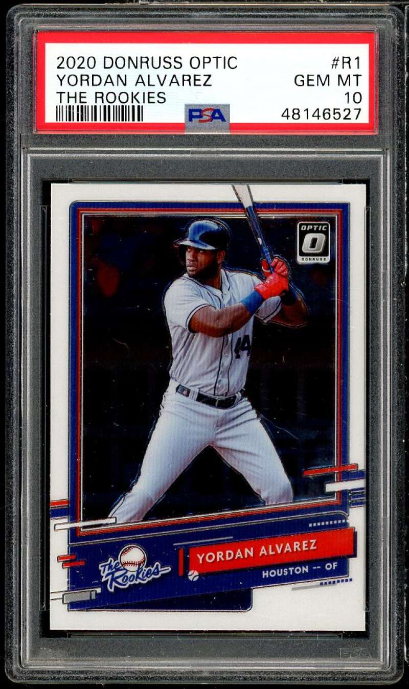 Yordan Alvarez Rookie Card 2020 Donruss Optic The Rookies #R1 PSA 10 Image 1