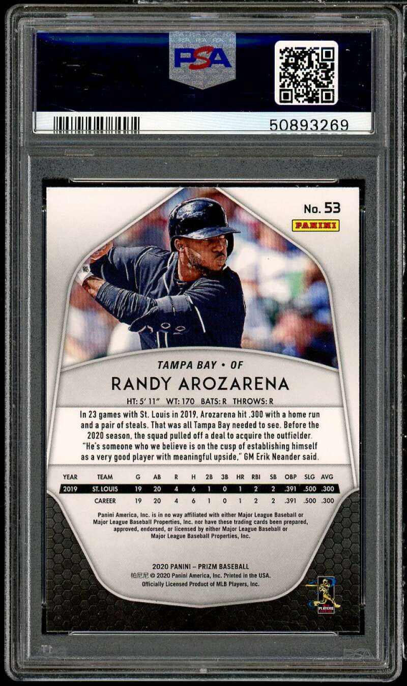 Randy Arozarena Rookie Card 2020 Panini Prizm #53 PSA 9 Image 2