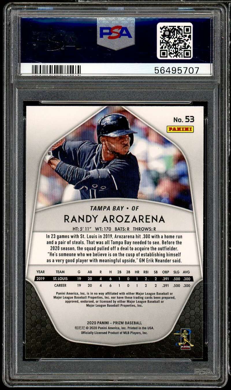 Randy Arozarena Rookie Card 2020 Panini Prizm #53 PSA 10 Image 2