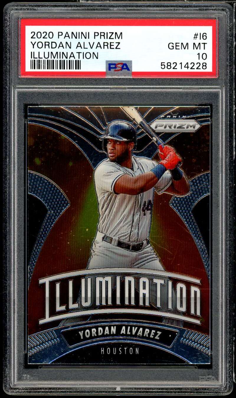 Yordan Alvarez Rookie Card 2020 Panini Prizm Illumination #16 PSA 10 Image 1