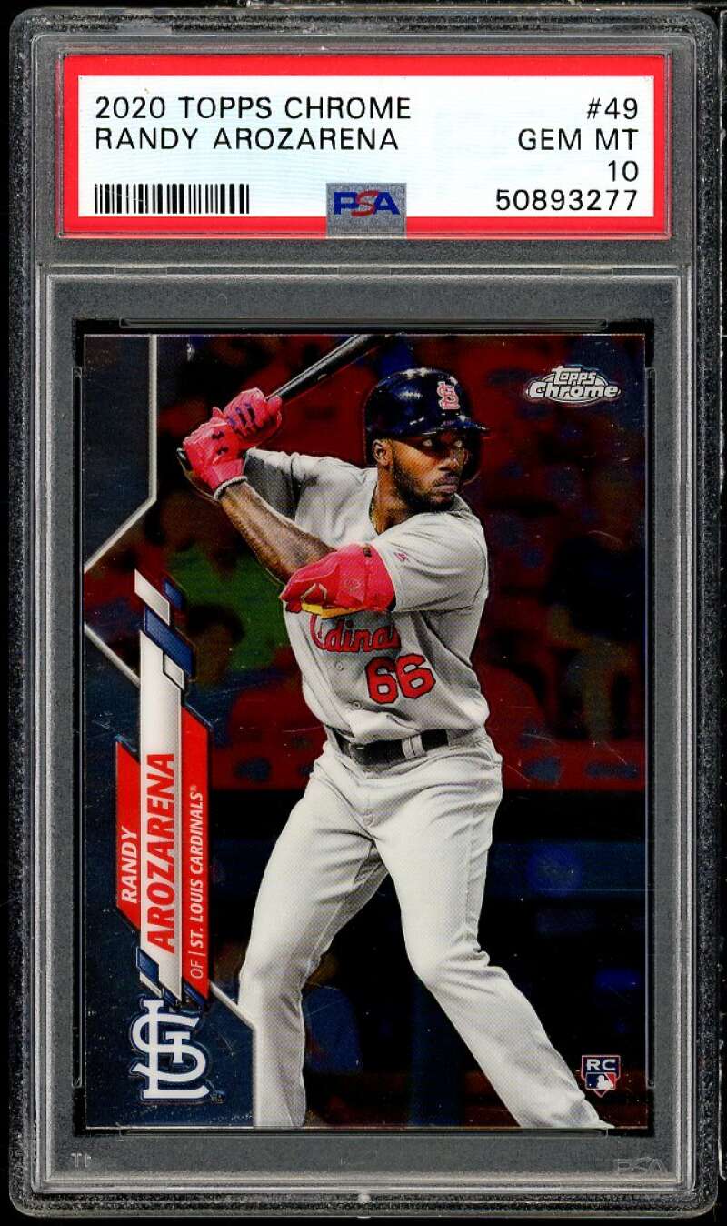 Randy Arozarena Rookie Card 2020 Topps Chrome #49 PSA 10 Image 1