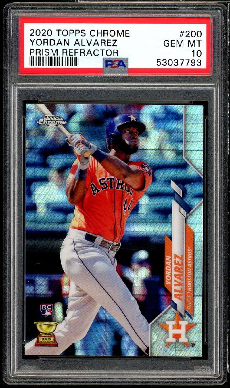 Yordan Alvarez Rookie Card 2020 Topps Chrome Prism Refractor #200 PSA 10 Image 1