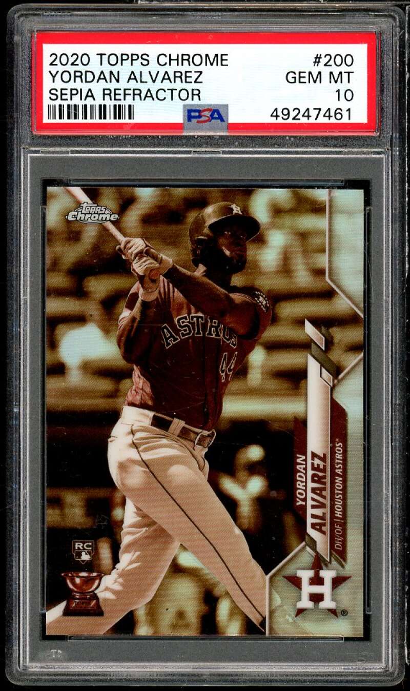 Yordan Alvarez Rookie Card 2020 Topps Chrome Sepia Refractor #200 PSA 10 Image 1