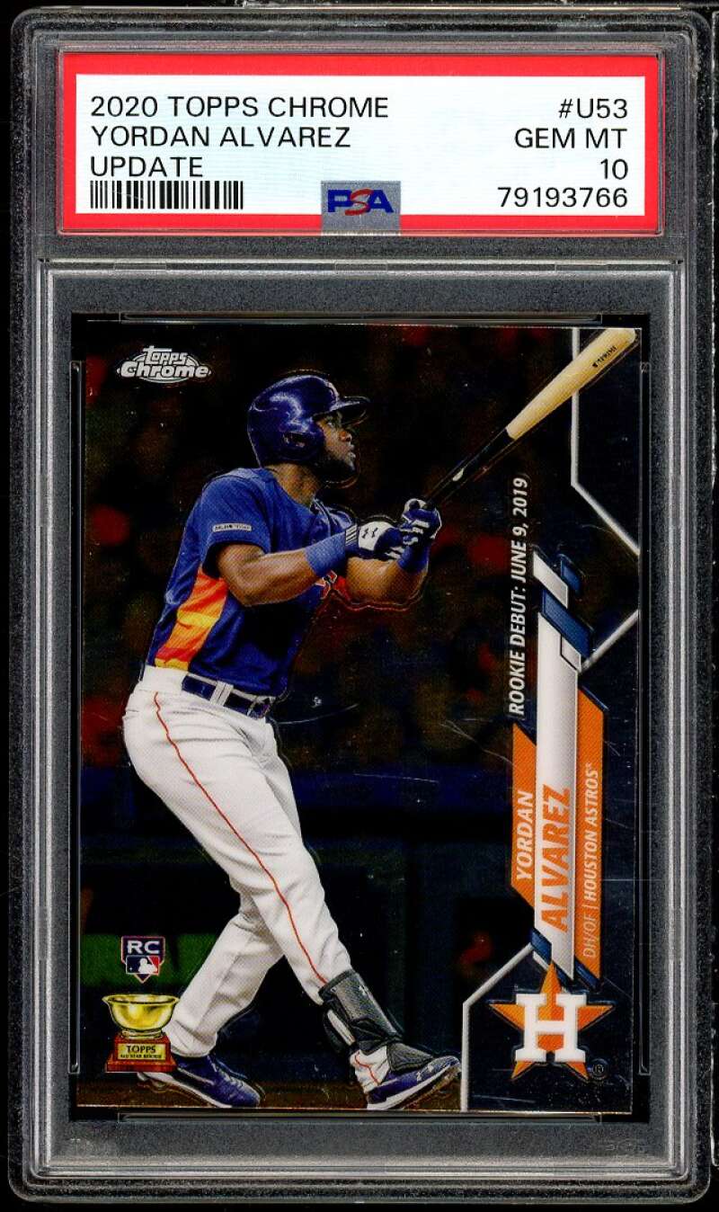 Yordan Alvarez Rookie Card 2020 Topps Chrome Update #U-53 PSA 10 Image 1