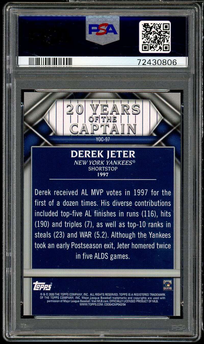 Derek Jeter Card 2020 Topps Update 20 Years of The Captain #YOC-97 PSA 10 Image 2