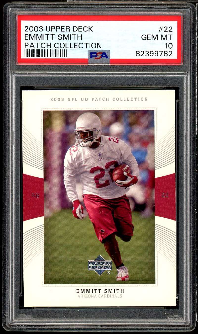 Emmitt Smith Card 2003 Upper Deck Patch Collection #22 PSA 10 Image 1