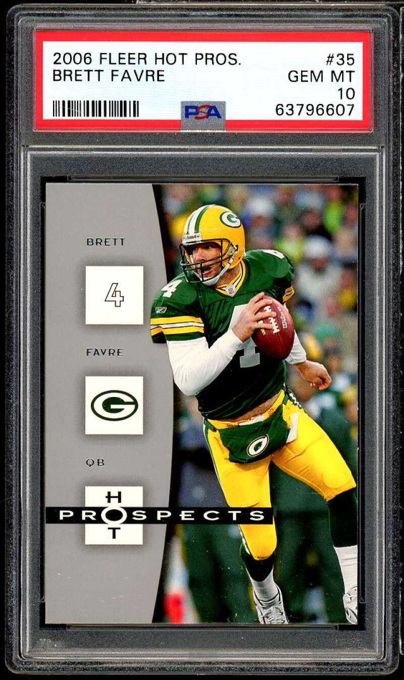 Brett Favre Card 2006 Fleer Hot Prospects #35 PSA 10 Image 1