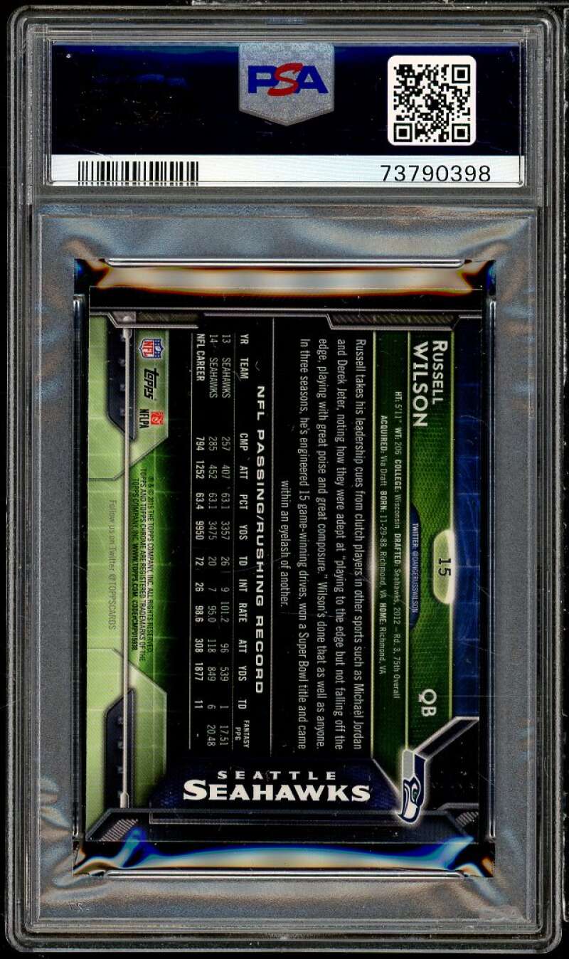 Russell Wilson Card 2015 Topps Chrome Mini #15 PSA 10 Image 2