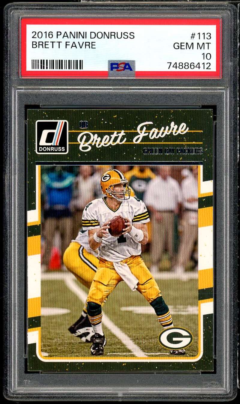 Brett Favre Card 2016 Panini Donruss #113 PSA 10 Image 1