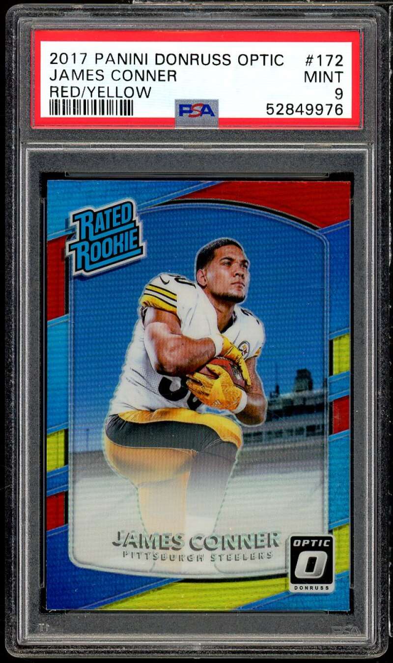 James Conner Rookie Card 2017 Donruss Optic Red Yellow #172 PSA 9 Image 1