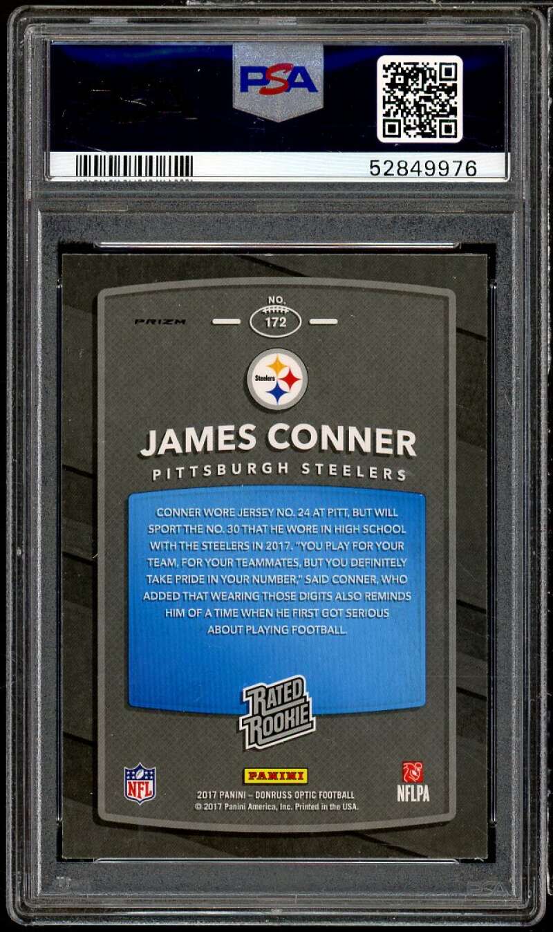 James Conner Rookie Card 2017 Donruss Optic Red Yellow #172 PSA 9 Image 2