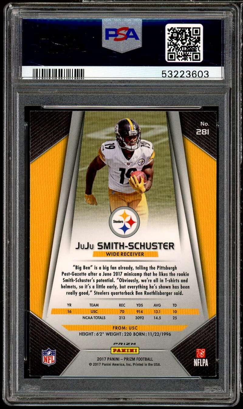 JuJu Smith-Schuster Rookie Card 2017 Panini Prizm Prizm #281 PSA 9 Image 2