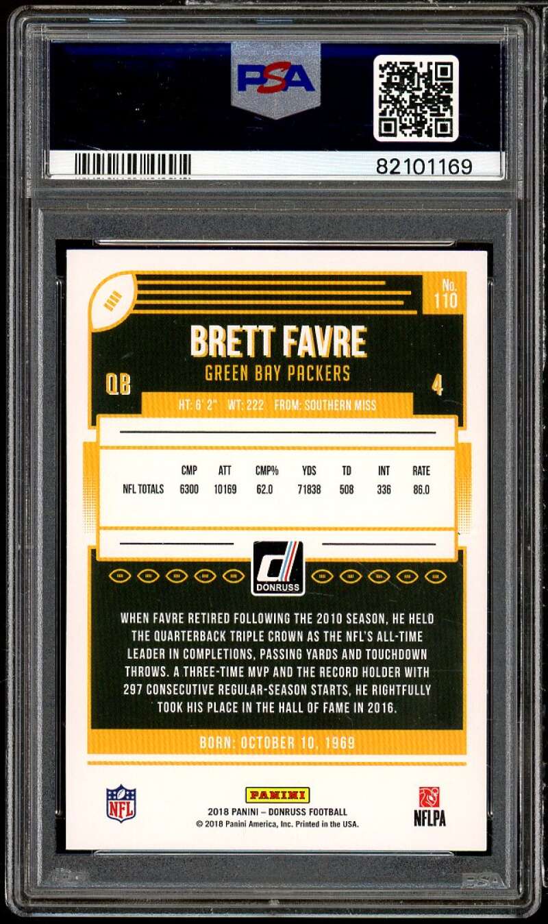 Brett Favre Card 2018 Donruss #110 PSA 10 Image 2