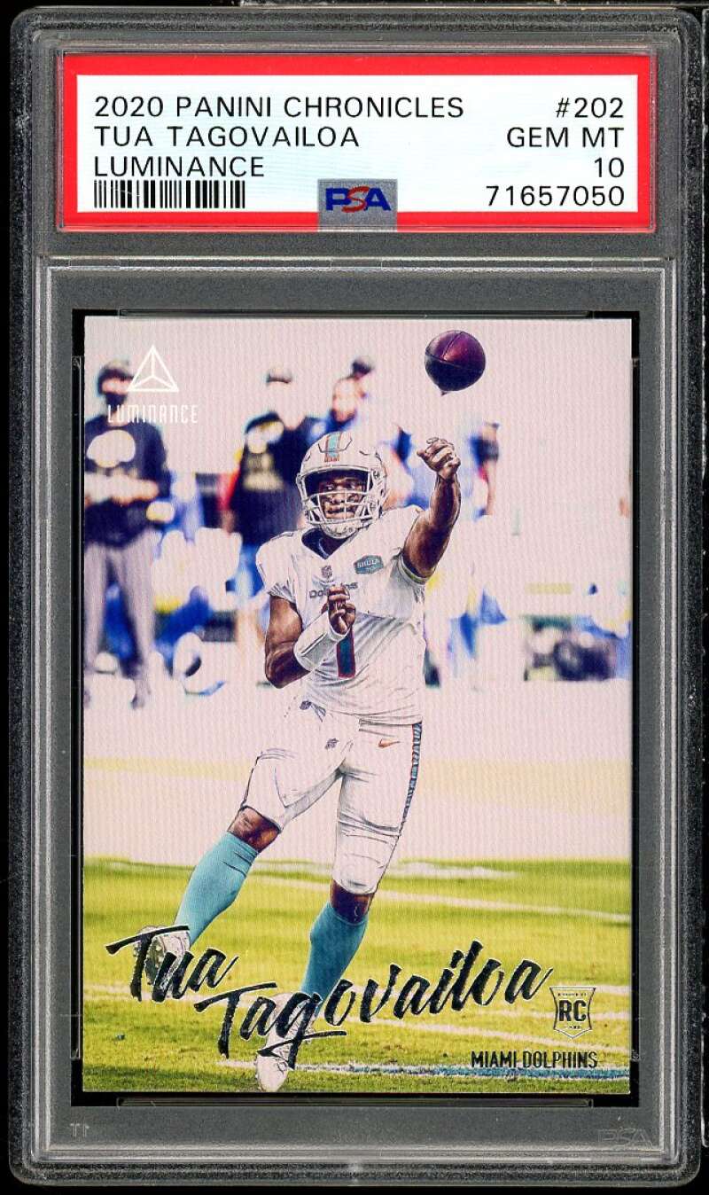 Tua Tagovailoa Rookie Card 2020 Panini Chronicles Luminance #202 PSA 10 Image 1