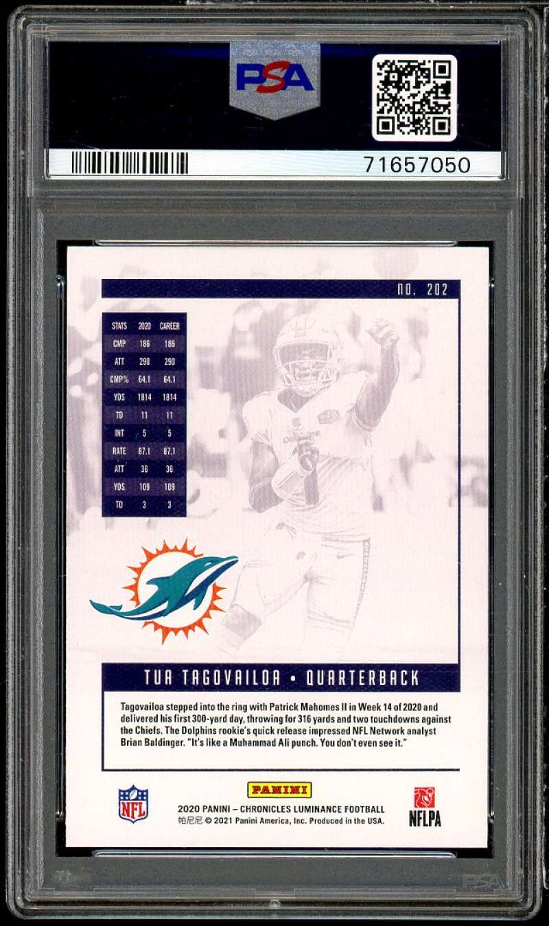 Tua Tagovailoa Rookie Card 2020 Panini Chronicles Luminance #202 PSA 10 Image 2