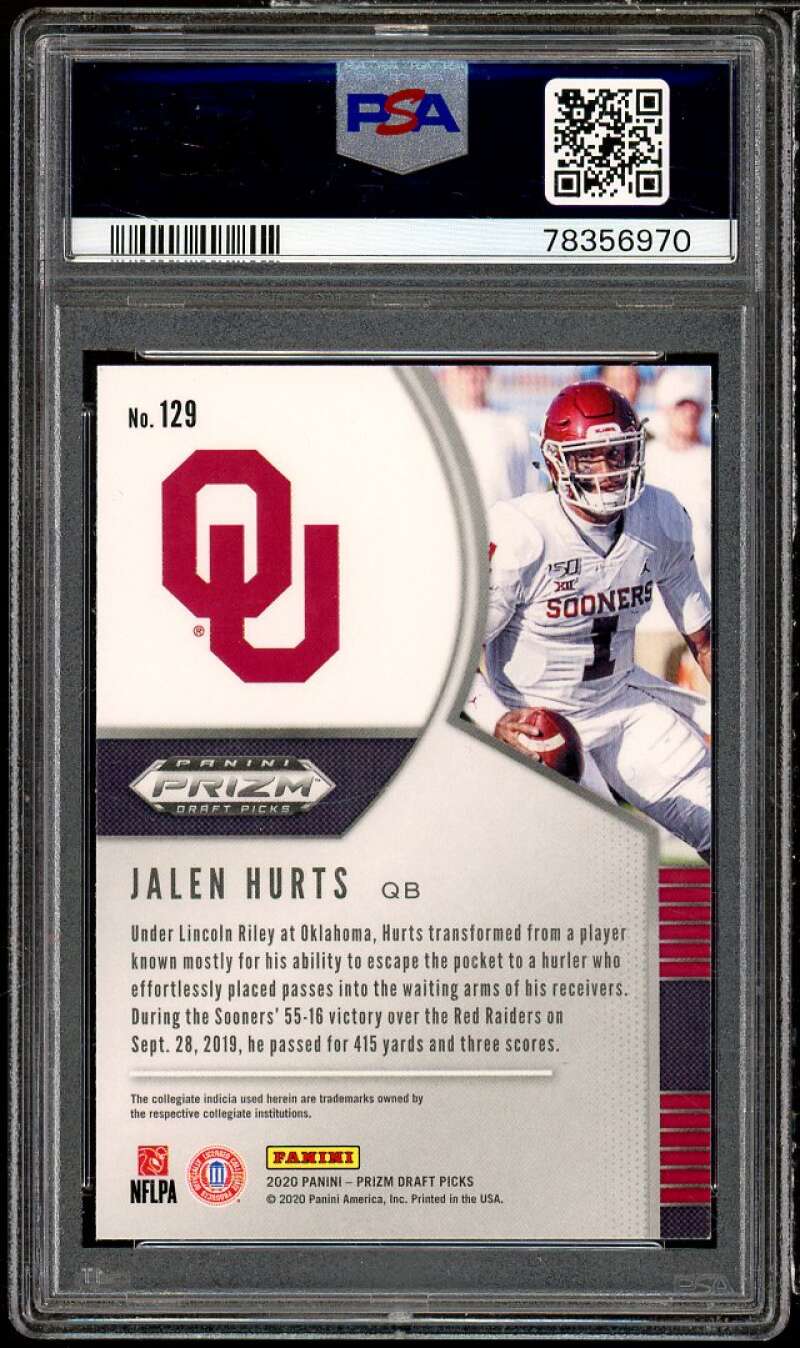 Jalen Hurts Rookie Card 2020 Panini Prizm Draft Picks #129 PSA 9 Image 2