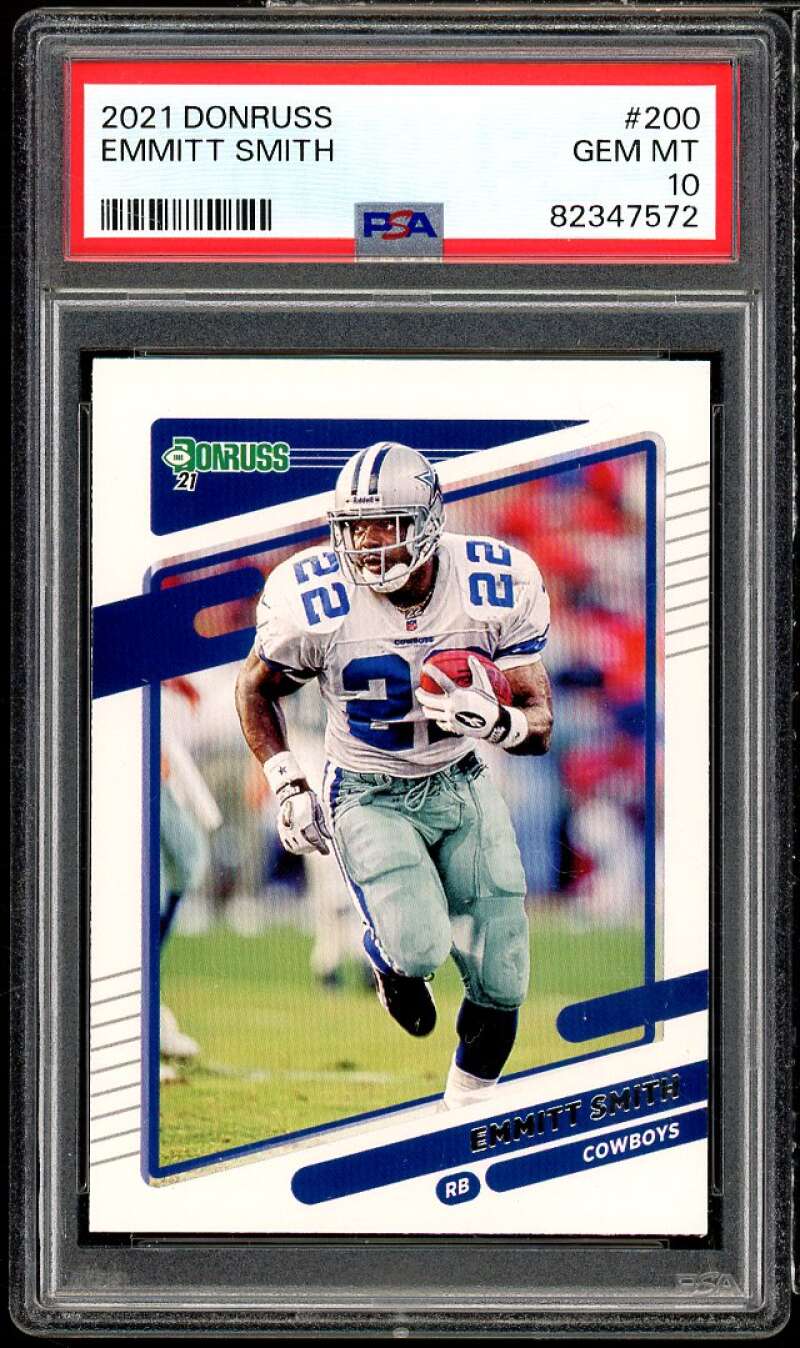 Emmitt Smith Card 2021 Donruss #200 PSA 10 Image 1