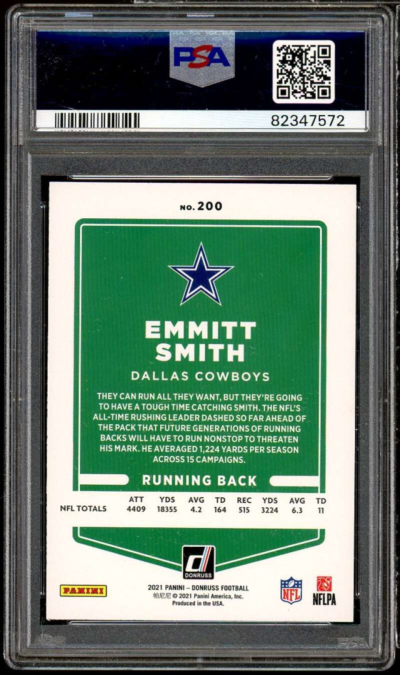 Emmitt Smith Card 2021 Donruss #200 PSA 10 Image 2