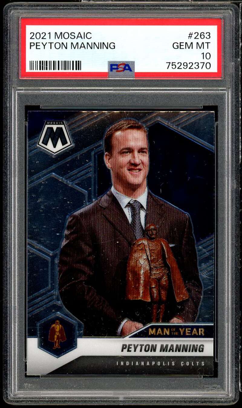 Peyton Manning Card 2021 Panini Mosaic #263 PSA 10 Image 1