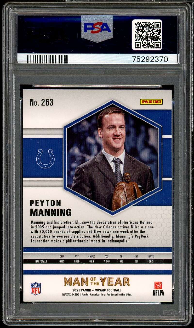 Peyton Manning Card 2021 Panini Mosaic #263 PSA 10 Image 2