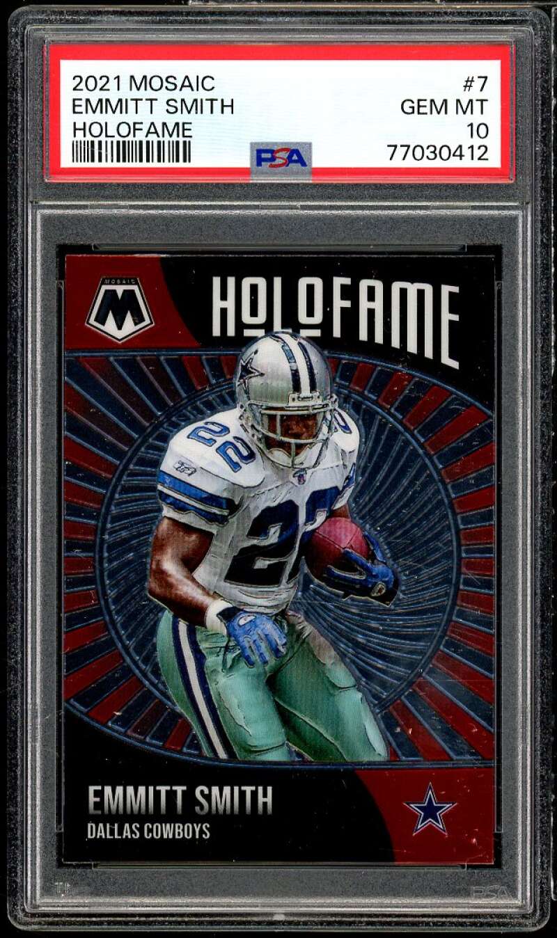 Emmitt Smith Card 2021 Mosaic Holofame #7 PSA 10 Image 1