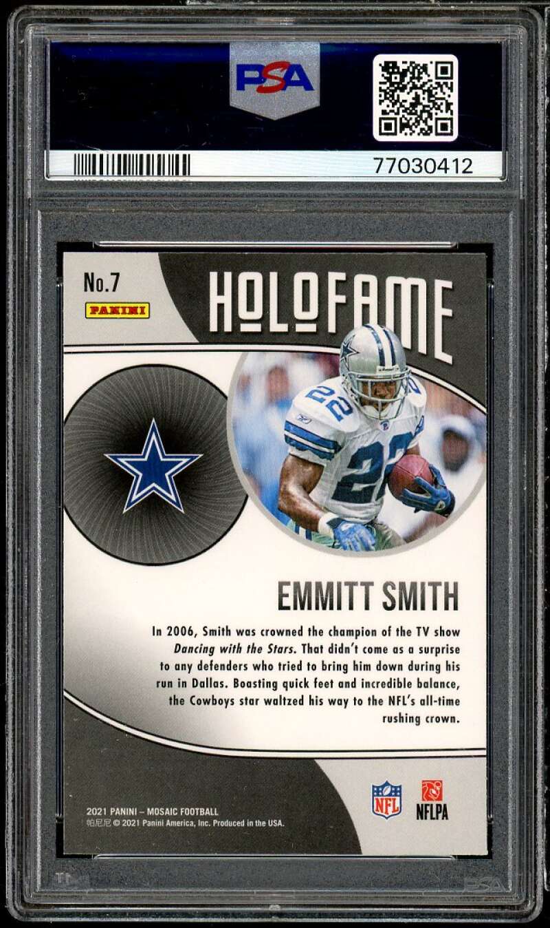 Emmitt Smith Card 2021 Mosaic Holofame #7 PSA 10 Image 2