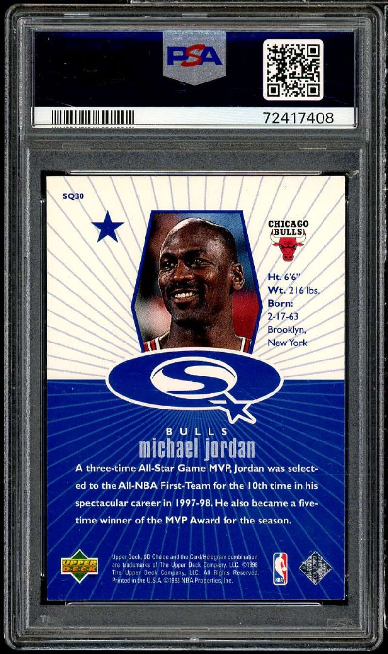 Michael Jordan Card 1998-99 UD Choice Starquest Blue #SQ30 PSA 9 Image 2