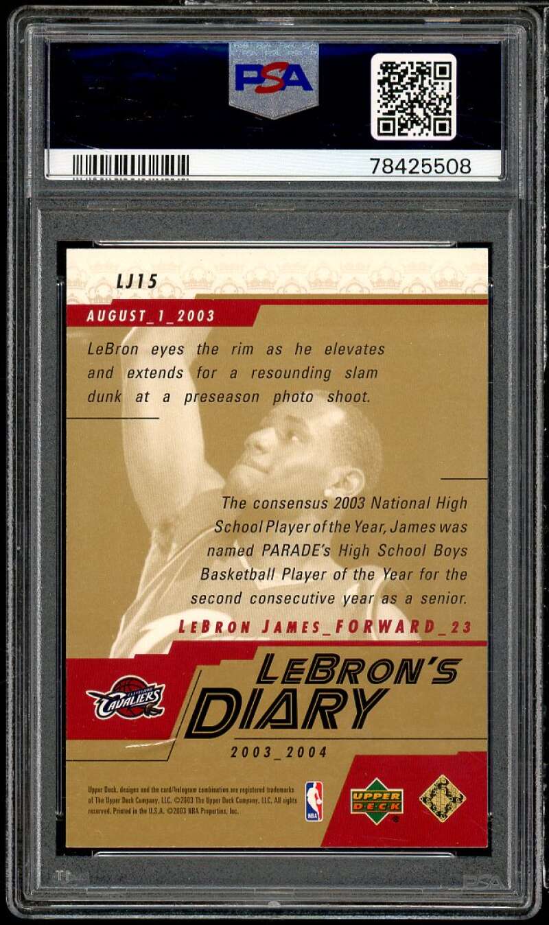 LeBron James Rookie Card 2003 Upper Deck LeBron's Diary #LJ15 PSA 9 Image 2