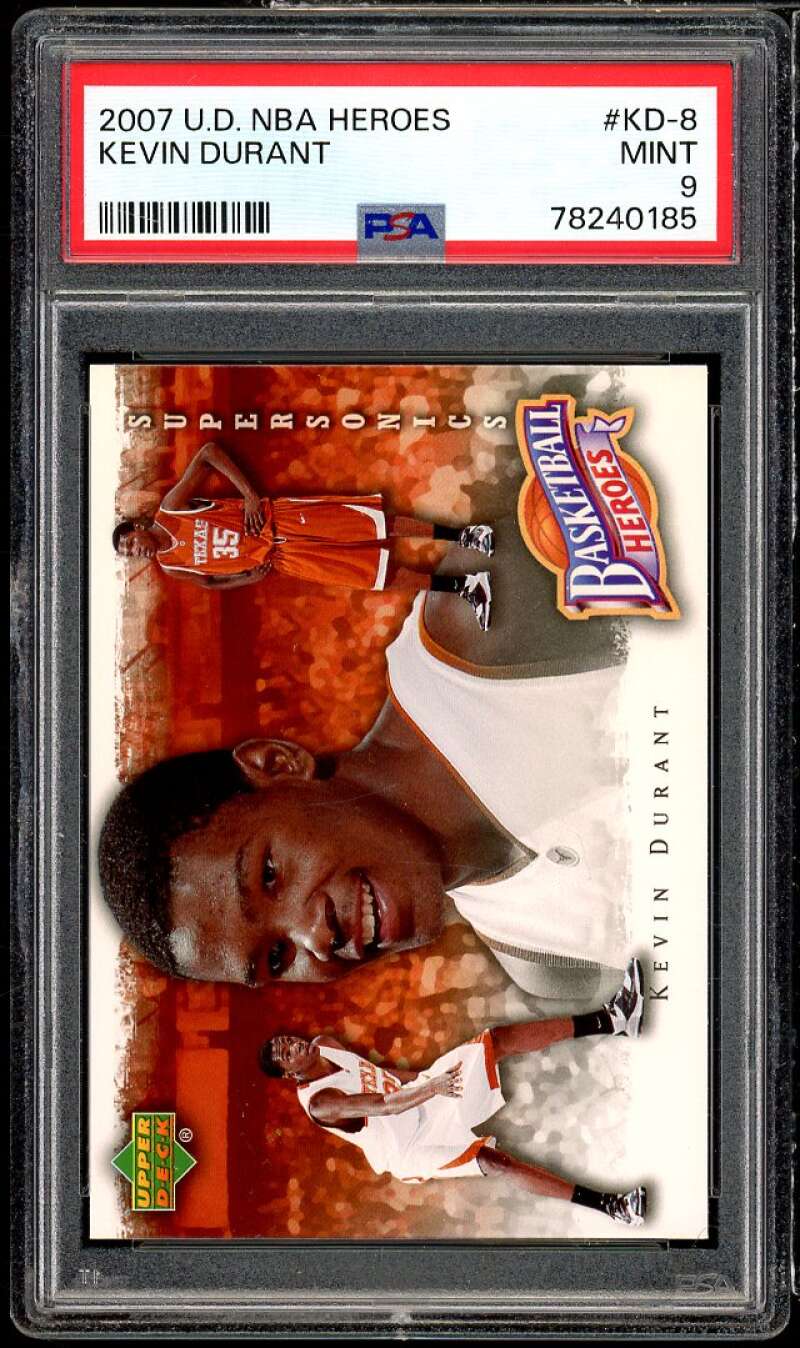 Kevin Durant Rookie Card 2007-08 UD Basketball Heroes #KD-8 PSA 9 Image 1