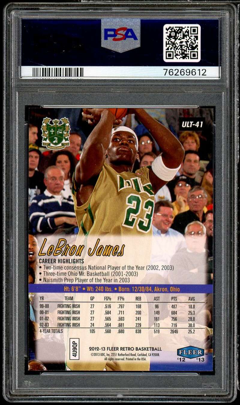 LeBron James Card 2013-14 Fleer Retro Ultra #41 PSA 9 Image 2