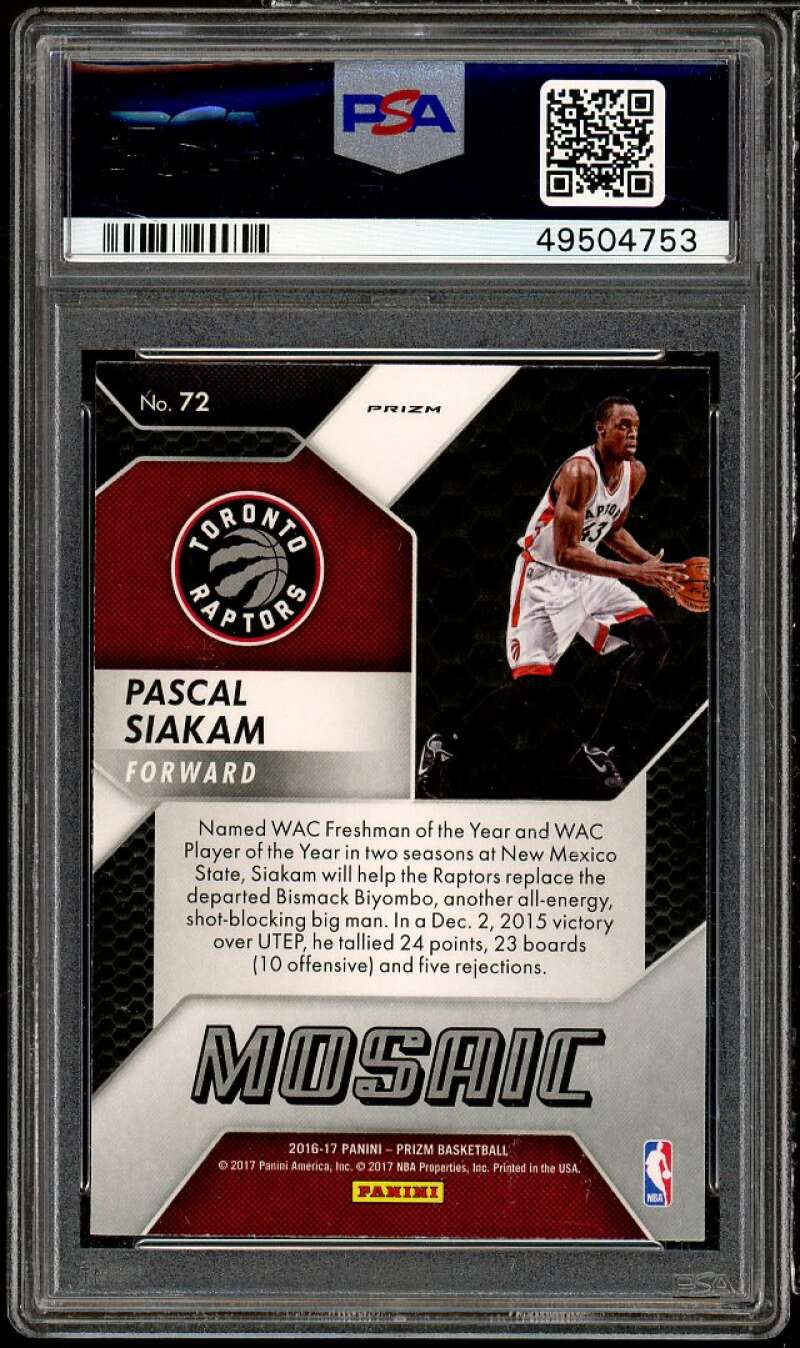 Pascal Siakam Rookie Card 2016-17 Panini Prizm Mosaic #72 PSA 10 Image 2