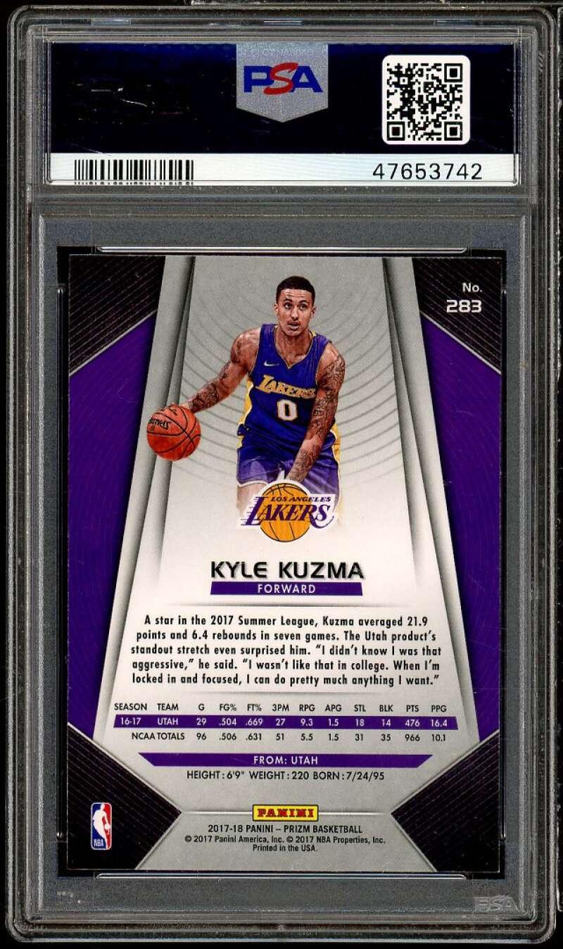 Kyle Kuzma Rookie Card 2017-18 Panini Prizm #283 PSA 9 Image 2