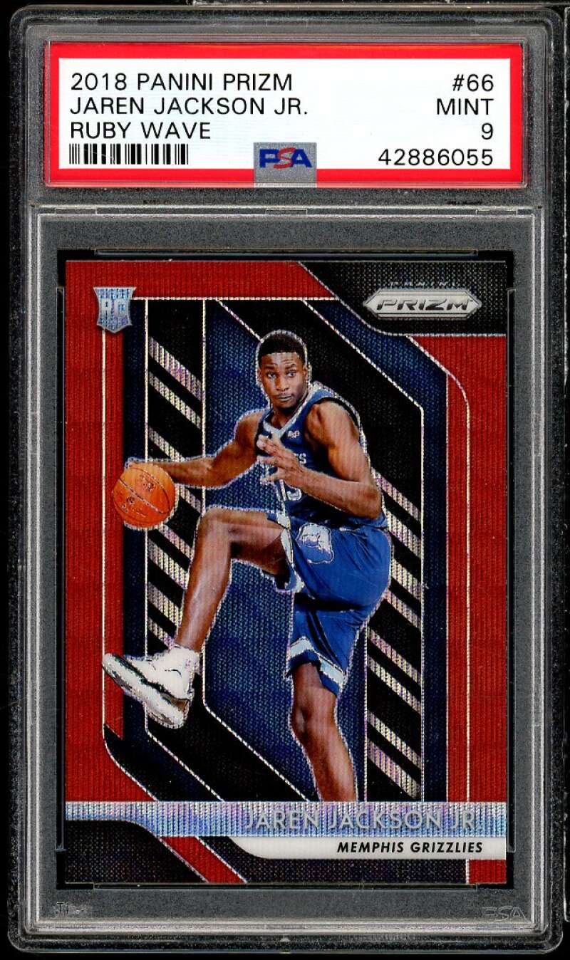 Jaren Jackson Rookie Card 2018-19 Panini Prizm Ruby Wave #66 PSA 9 Image 1