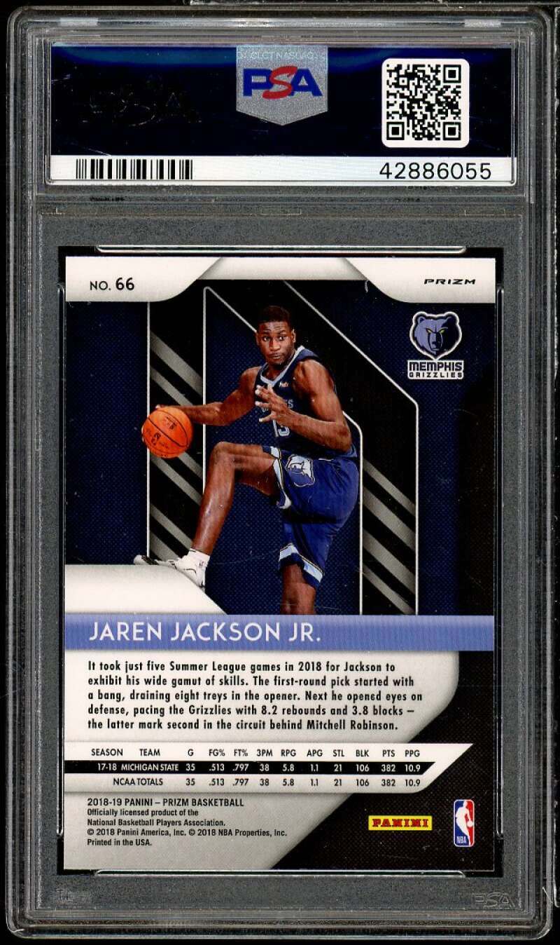 Jaren Jackson Rookie Card 2018-19 Panini Prizm Ruby Wave #66 PSA 9 Image 2