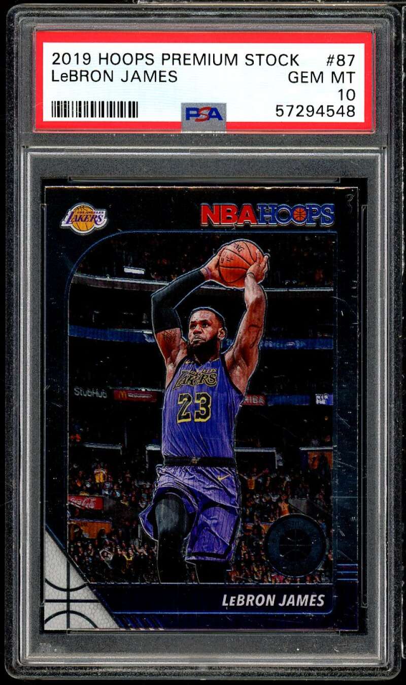 LeBron James Card 2019-20 Hoops Premium Stock #87 PSA 10 Image 1