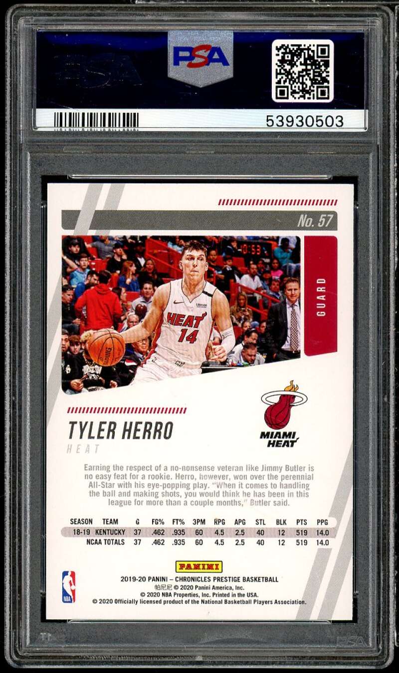 Tyler Herro Rookie Card 2019-20 Panini Chronicles #57 PSA 9 Image 2