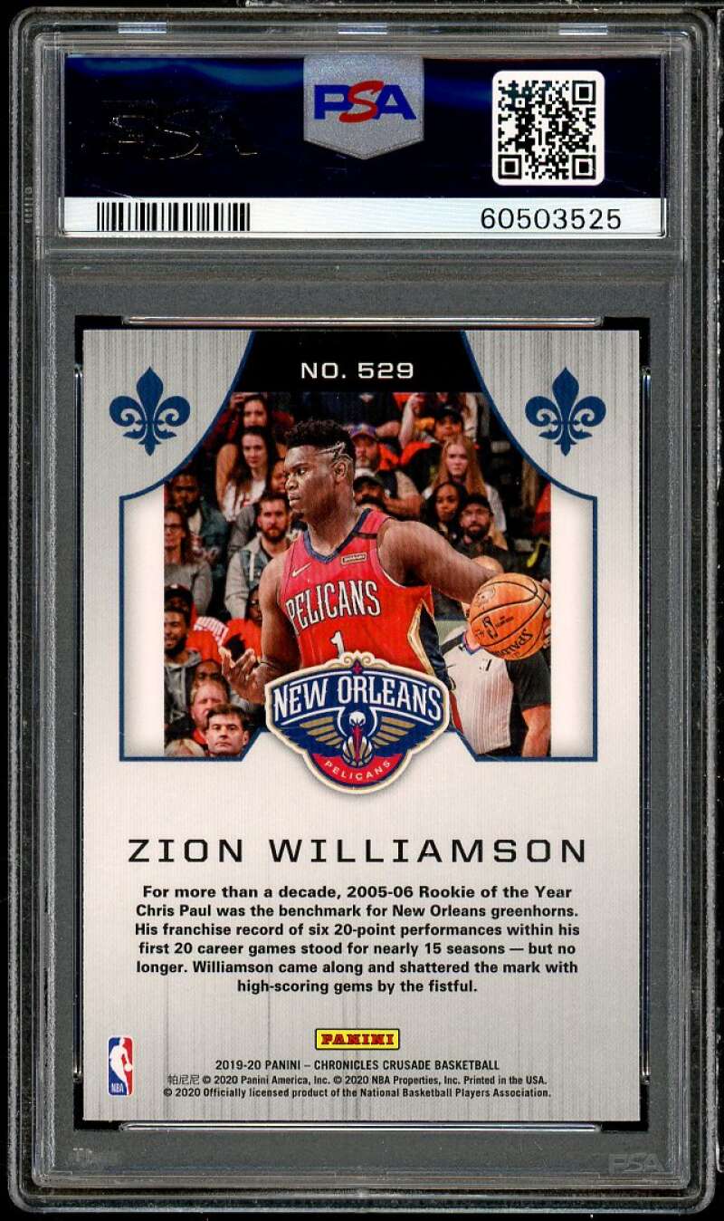 Zion Williamson Rookie Card 2019-20 Panini Chronicles #529 PSA 9 Image 2