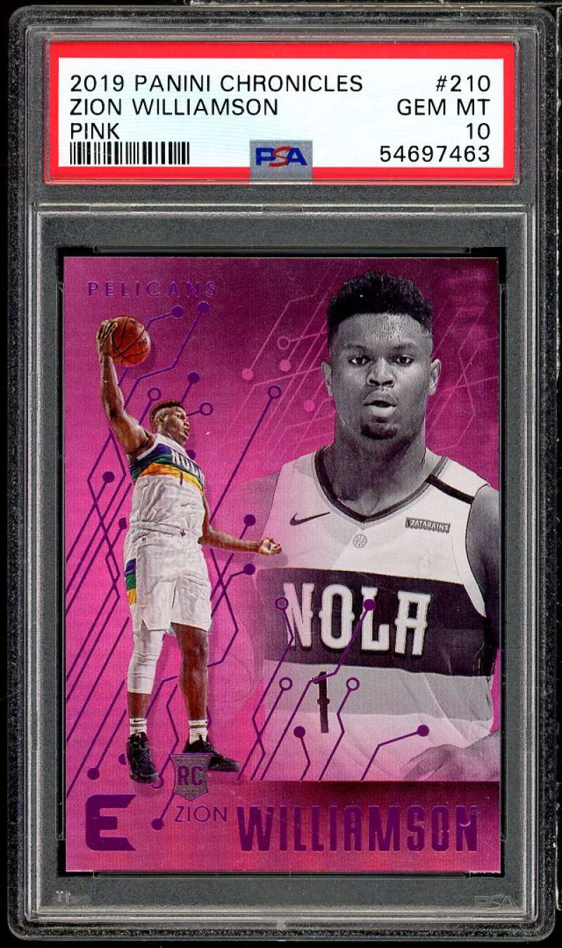 Zion Williamson Rookie Card 2019-20 Panini Chronicles Pink #210 PSA 10 Image 1