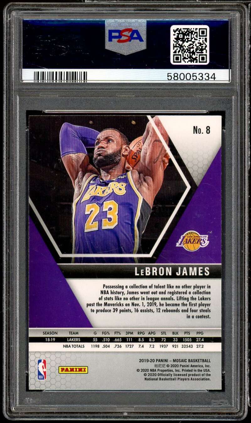 LeBron James Card 2020-21 Panini Mosaic #8 PSA 9 Image 2