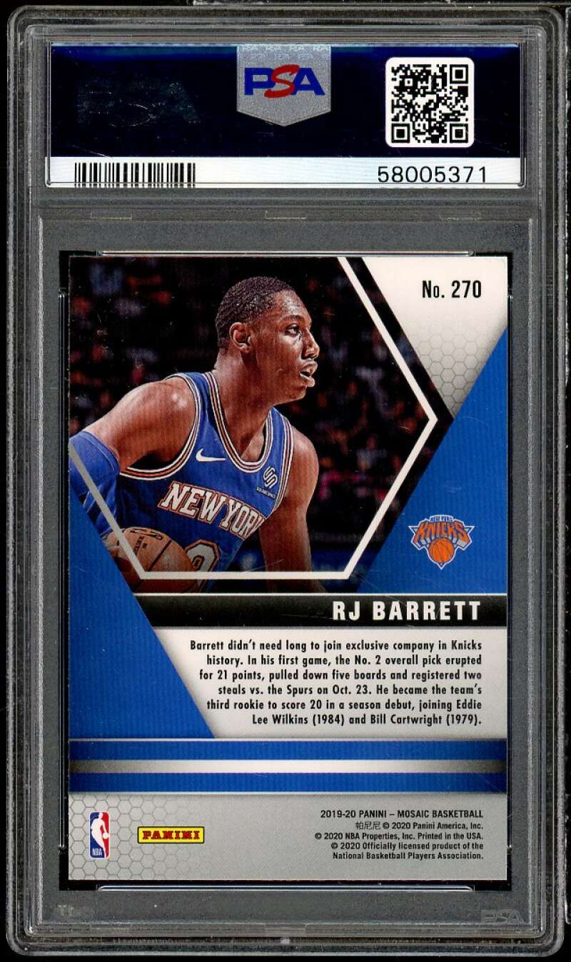 RJ Barrett Rookie Card 2019-20 Panini Mosaic #270 PSA 9 Image 2