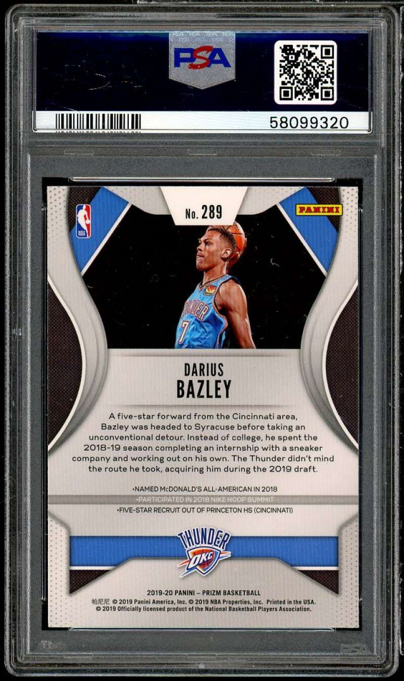 Darius Bazley Rookie Card 2019-20 Panini Prizm #289 PSA 9 Image 2