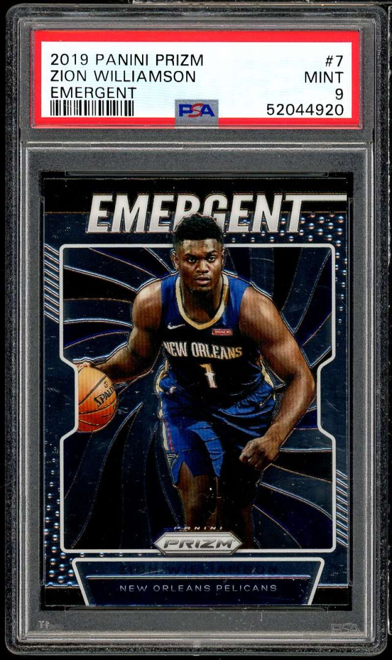 Zion Williamson Rookie Card 2019-20 Panini Prizm Emergent #7 PSA 9 Image 1