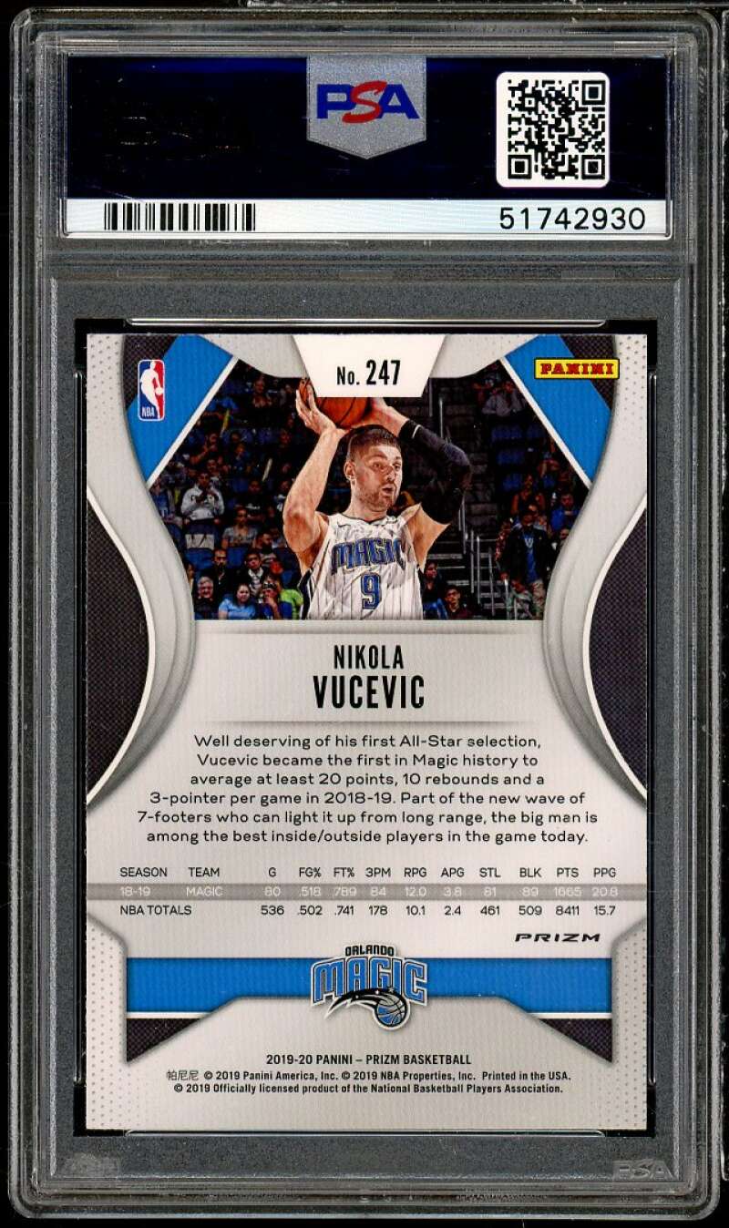 Nikola Vucevic Card 2019-20 Panini Prizm Prizms Red White Blue #247 PSA 10 Image 2