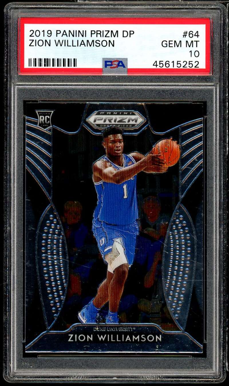 Zion Williamson Rookie Card 2019-20 Panini Prizm Draft Picks #64 PSA 10 Image 1